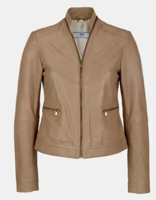 ALBA MODA Dame Lederjacke Blazer softesLammnappa beige Figurbetont Gr 38 NEU HR5