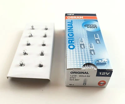 10 x 欧司朗灯 12V 1,2W W2x4.6d 全玻璃灯泡 W1,2W 室内照明 2721 — 第 1/4 张图片