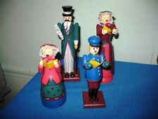 WOODEN VICTORIAN CHRISTMAS CAROLER SET-FAMILY OF 4-DAD, MOM, DAUGHTER, SON!