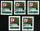 Canada Sc#2078 X 5 Flag Over Shannon Falls, Squamish, Bc, From Booklet, Used