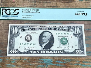 $10 1981 2025-B BC Block New York FRN PCGS 66PPQ - GEM + - Picture 1 of 2