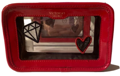 Victoria's Secret Diamante Logo Transparente Cremallera Belleza Maquillaje Cubo Estuche Bolso Foto 1 de 4