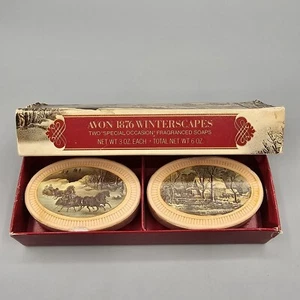 Avon 1876 Winterscapes Decorative Soap Set Original Box Currier & Ives Holiday - Picture 1 of 13