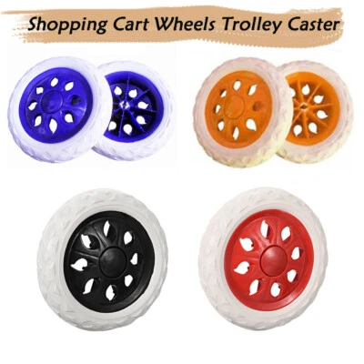 1/2X Einkaufswagen-Räder Trolley-Lenkrollen-Ersatz-Dia-Gummi-Schaum-Schwarz-Rot - Bild 1 von 4