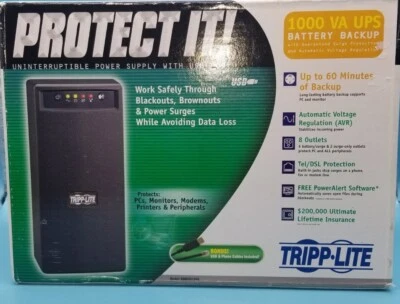 Tripp Lite OMNIVS 1000 VA 500 Watts 6 Outlets Line Tower UPS NEW IN BOX - Image 1 of 4