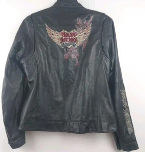 HARLEY DAVIDSON Women's Leather Motorcycle Jacket LARGE - Picture 1 of 16