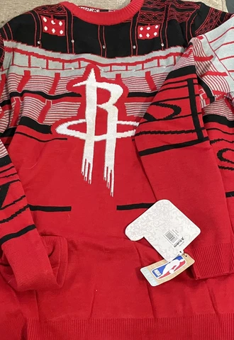 Houston Rockets Light Up Christmas Sweater Unisex Red And Black New with Tags Cover