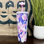 🌸Starbucks 2024 Pink Holographic Cherry Blossom Silicone Straw Topper Tumbler