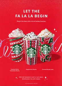 Anuncio de café Starbucks #94 raro 2021 revista OOP PG LET THE FA LA LA Star - Imagen 1 de 2