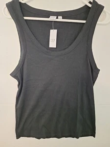 Gap Soft Ribbed Scoop neck Tank Top Black NWT Women's XL - Picture 1 of 2