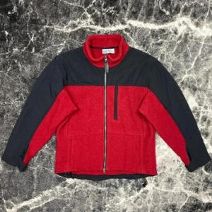 Ibex Jacket Mens Large Wool Heavy Full Zip USA Made Coat Sweater Thick Red Black - Picture 1 of 7