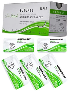 3/0 Nylon Monofile Training Naht Fäden Notfall Erste Hilfe Kit Werkzeug 12 Stück - Bild 1 von 10