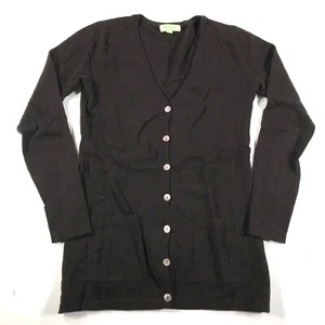Malika Cashmere Sweater Womens 40 Brown MoP Buttons V Neck Long Sleeve - Picture 1 of 9