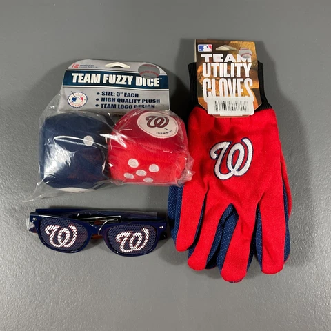 Washington Nationals MLB Ultimate Fan Gift Lot Utility Gloves, Sunglasses, Dice Cover