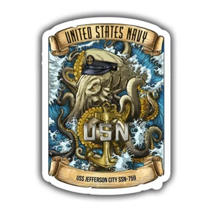 Calcomanía Jefe de la Marina de los Estados Unidos - Pegatina USS Jefferson City - Calcomanía Gráficos Militares 4" - Imagen 1 de 2