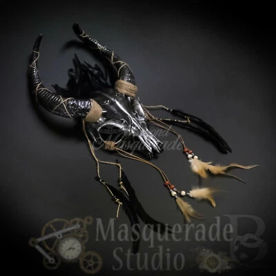 Unisex Ancestral Horned Demon Animal Skull Headdress Masquerade [Silver] - Image 1 of 4