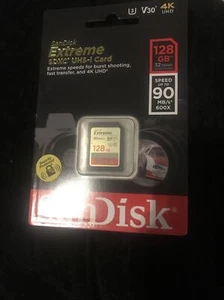 SanDisk Extreme SDXC Card 90MB/s V30 UHS-I U3 - 128GB. - Picture 1 of 1