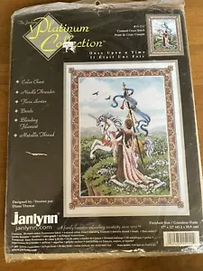 Kit de punto de cruz contado Unicornio y princesa colección platino Érase una vez - Imagen 1 de 6