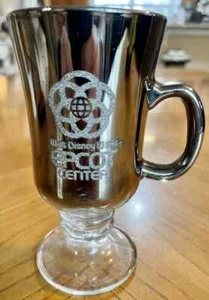 VTG Walt Disney World Epcot Center Glass Drinking Beer Mug Cup Metallic Footed - Picture 1 of 4