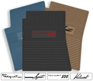 Rubber 4pc Floor Mats for 1963-1969 Plymouth Valiant - 4SP - Pick Logo & Color - Picture 1 of 14