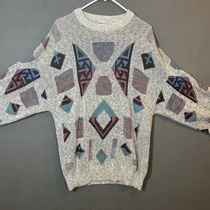 VTG London Fog 90% Cotton Sweater Adult L Knit Colorful SOFT - Picture 1 of 11