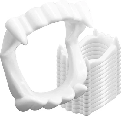 12 Pcs White Fake Vampire Teeth Fangs - Halloween Plastic  Foto 1 de 4