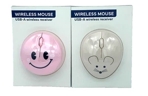 Smiley Face&Mouse Face Mice 2Pk USB-A Wireless Receiver Mac/Windows Brand New - Picture 1 of 10