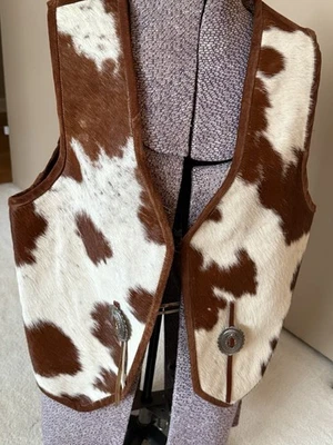 CHALECO DE CUERO DE VACA PIEL DE VACA REAL PELO EN CHALECO Foto 1 de 4