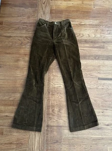 Pantalones acampanados vintage años 70 pana marrón tiro alto pequeños para mujer - Imagen 1 de 9