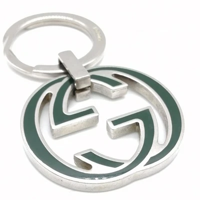 Gucci Portachiavi G Incastro Portachiavi Borsa Charm GG Metallo Argento Auten... - Immagine 1 di 4