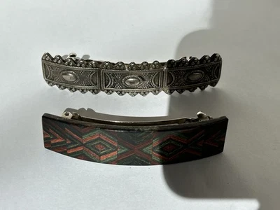 Lot Two Beautiful France Luxe Brown Classic Hair Clip Barrette B18 - Image 1 of 4