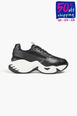 RRP €277 EMPORIO ARMANI Sneakers US4 UK2 EU35 Contrast Leather Chunky Sole - Image 1 of 4