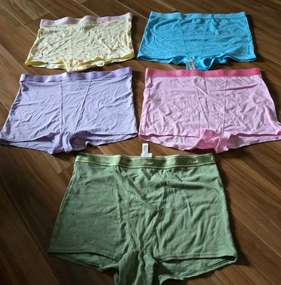 Nuevo con etiquetas Victoria's Secret Pantalones Cortos de Algodón de Tiro Alto L Bragas Ropa Interior Lote 5 Sólidos Foto 1 de 4