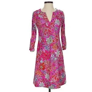 Jude Connally Tunika Etuikleid rosa Paisley Pullover Kleid geteilter Ausschnitt Gr. Large - Bild 1 von 8