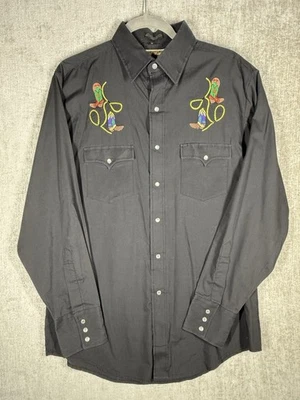 Vintage Youngbloods Pearl Snap Shirt Sz M Western Wear Cowboy Chainstitched Boot - Image 1 of 4