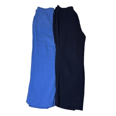 Pantalones Talbots Gasa Pierna Ancha Pequeños Azul Marino Cintura Elástica Recortados Informales Lote 2 Foto 1 de 4