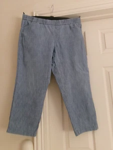 LANDSEND WOMENS CROPPED TROUSERS 14-16 DENHAM BLUE COTTON/SPANDEX VGC - Picture 1 of 1