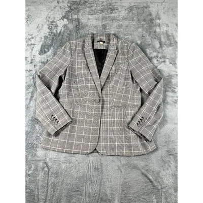 Blazer Tommy Hilfiger Mujer Talla 14 Gris Blanco Rosa Patrón Ventana Excelente Foto 1 de 4