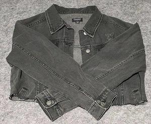 Play Boy Jean Jacket Women's Size XS/S Black/Dark Grey Denim Short - Picture 1 of 19