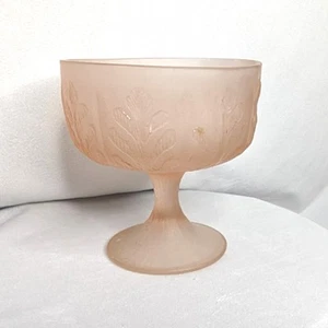 FDT 1970's Frosted Pedestal Pink Candy Dish Vintage Design - Picture 1 of 5