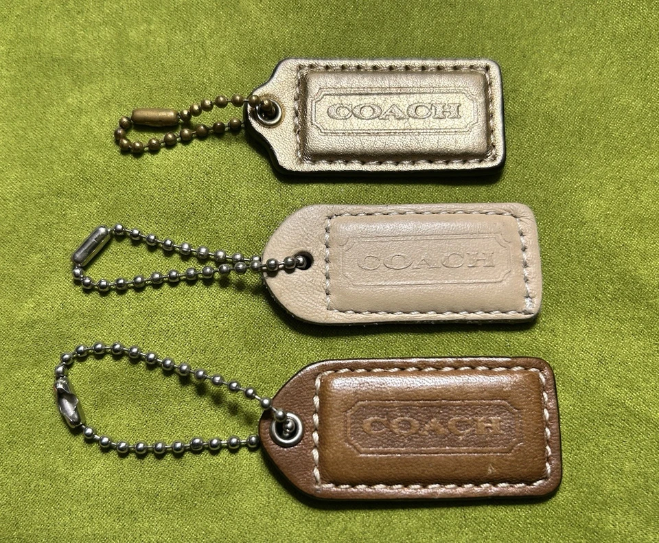 Coach Leather Hangtag Lot of 3 – Tan Beige Brown Replacement Tags | USA Seller - Image 1 of 4