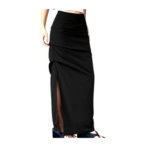 NWT REVOLVE & MINIMALIST lovers COMMENSE ruched side black side slit skirt S - Picture 1 of 8