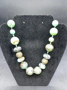 Hubei Chinese Carved Turquoise Bead Necklace 16 Inch 142 Grams - Picture 1 of 9