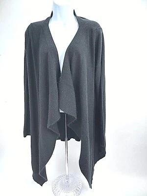 Suéter asimétrico east 5th para mujer talla 1X abierto con volantes delantero manga larga negro Foto 1 de 4