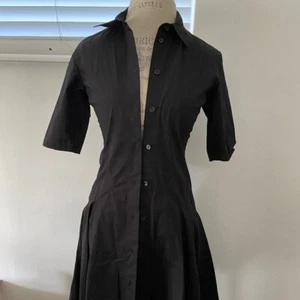 Proenza Schouler White Label Designer Black Shirt Dress Flare Midi Workwear - Picture 1 of 11