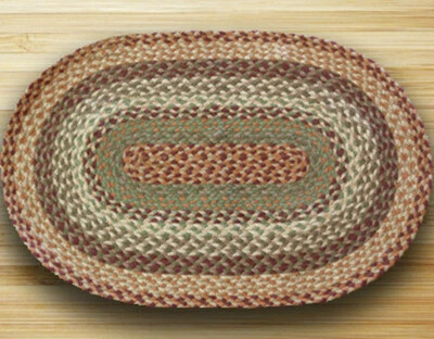 Braided Jute Oval Area Rug. Earth Rugs. Buttermilk/Cranberry/Green. 9 Sizes - Image 1 of 2