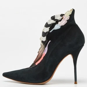 Sophia Webster Multicolor Embroidered Suede Ankle Booties Size 39.5 - Picture 1 of 9