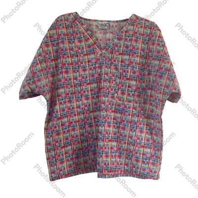 Simply Basic Scrub Top Size Meduim Red V-Neck Womens - Image 1 of 4