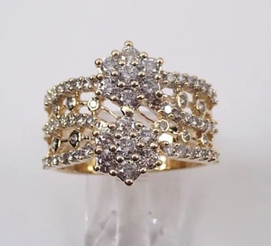 Anillo de aniversario con racimo de diamantes de oro amarillo de 14 quilates talla de cóctel 10,5 - Imagen 1 de 5