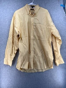 Tommy Hilfiger Mens Button Down Size 16 1/2 Yellow Collared Button Pockets - Picture 1 of 9